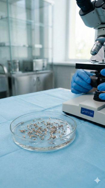 Unidades foliculares sob microsc&oacute;pio